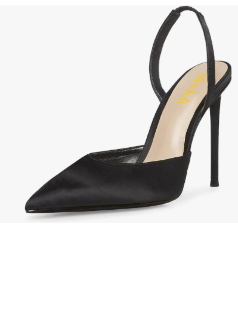 miss left Black Slingback Chic Pointed Toe Slim High Heeled Slip On Dress Pump